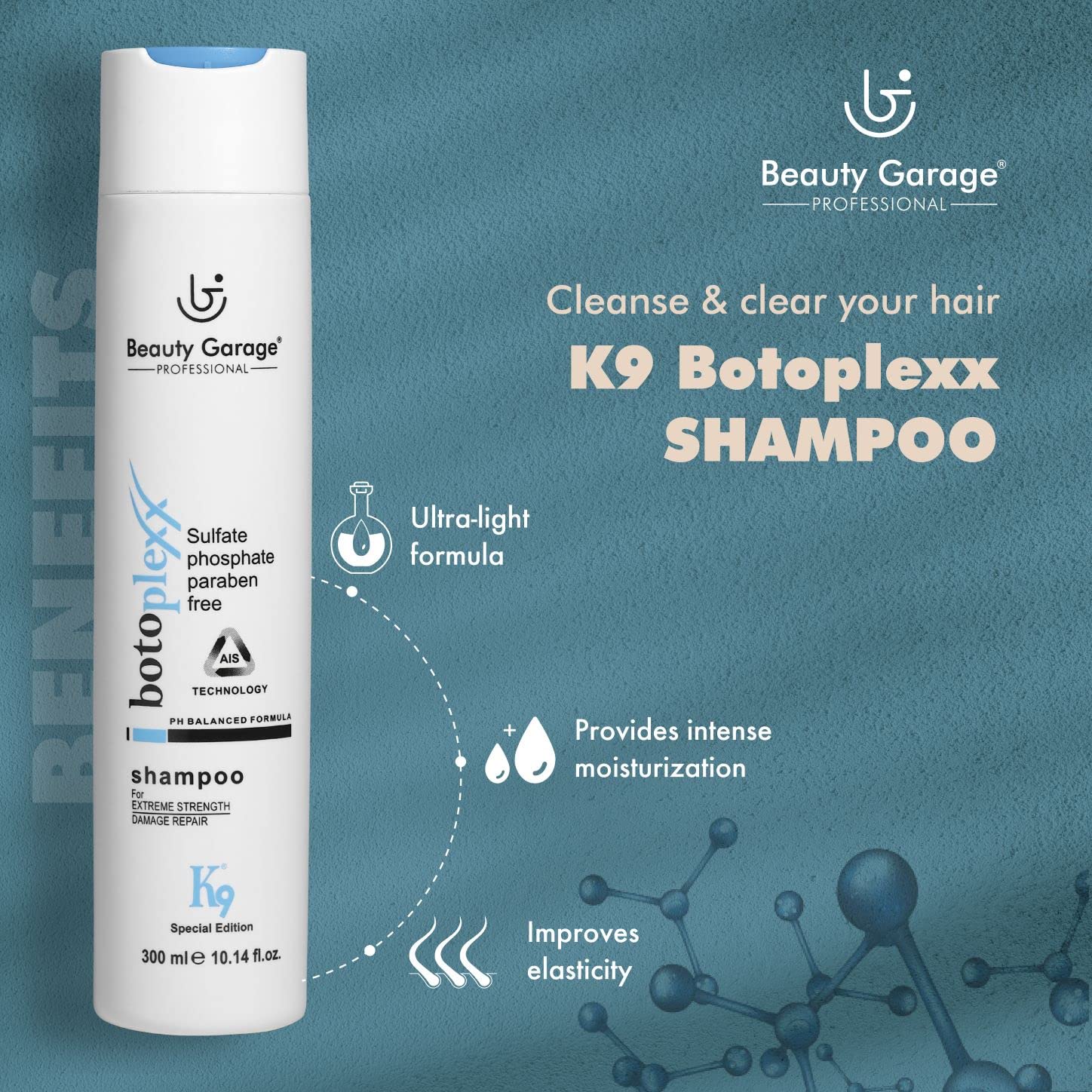 Beauty Garage professional botoplexx K9 shampoo 300ml -for extreme strenth & damage repair