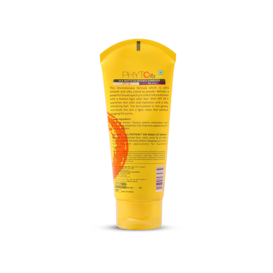 Yellow sunscreen tube with text on a white background