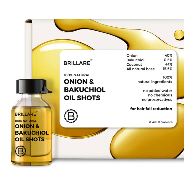 Brillare 100%  natural onion & bakuchiol oil shots 48ml - for hair fall reduction