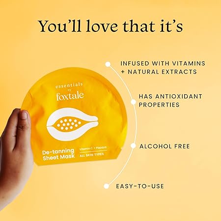 Foxtale de-tanning sheet mask vitamin c+papaya