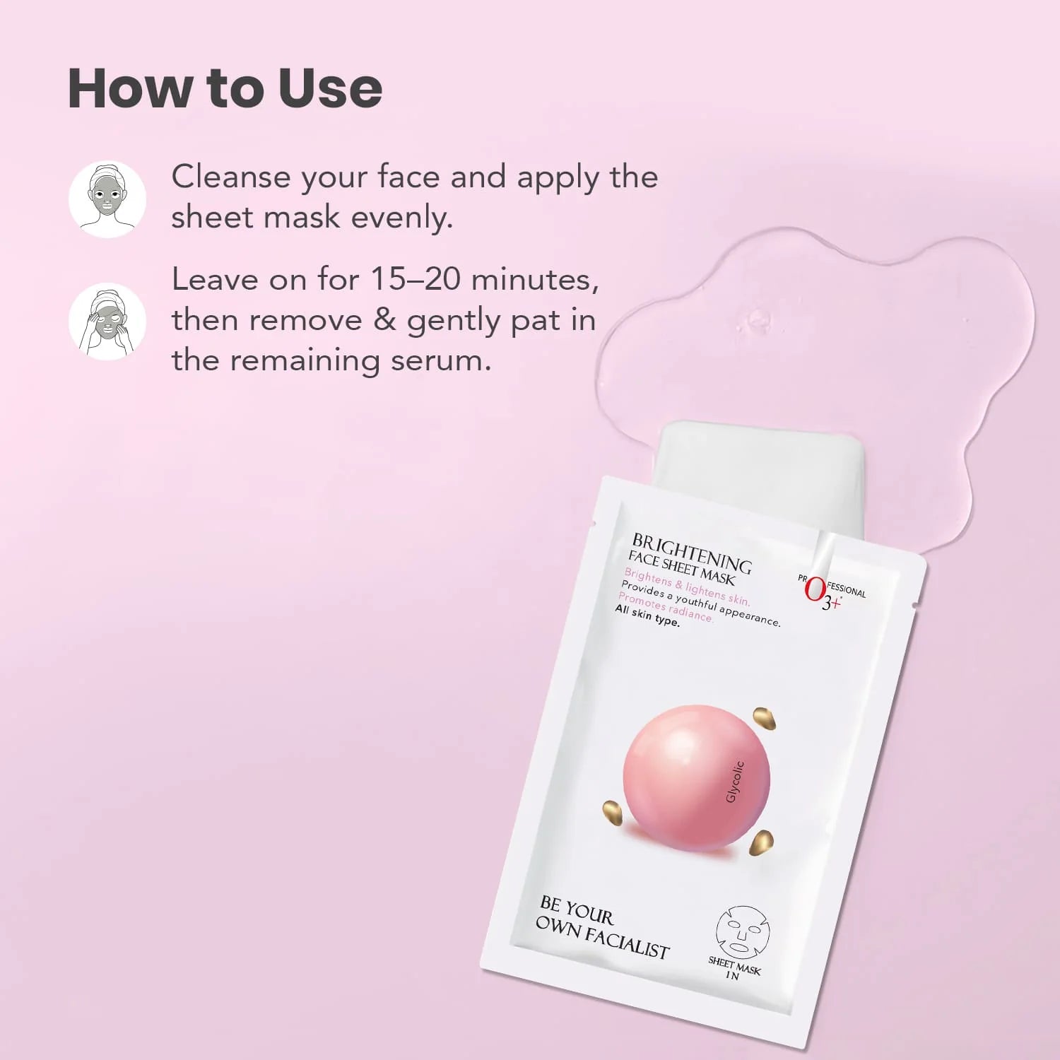 O3+ Facialist Brightening Face Sheet Mask With Glycolic (30ml) O3+