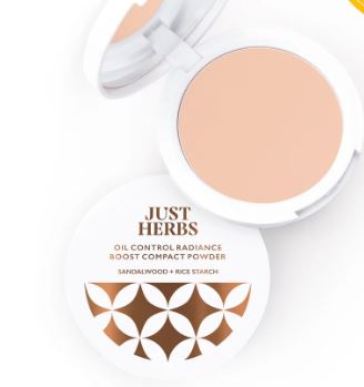 Just herbs oil control radiance boost compact powder ( sandalwood+rice)-01 porcelain