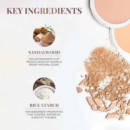 Just herbs oil control radiance boost compact powder ( sandalwood+rice starch ) -02 ivory