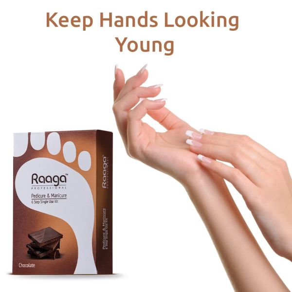 Raaga Professional Chocolate Pedicure and Manicure 6 Step Single Use Kit 6 pcs Raaga Professional