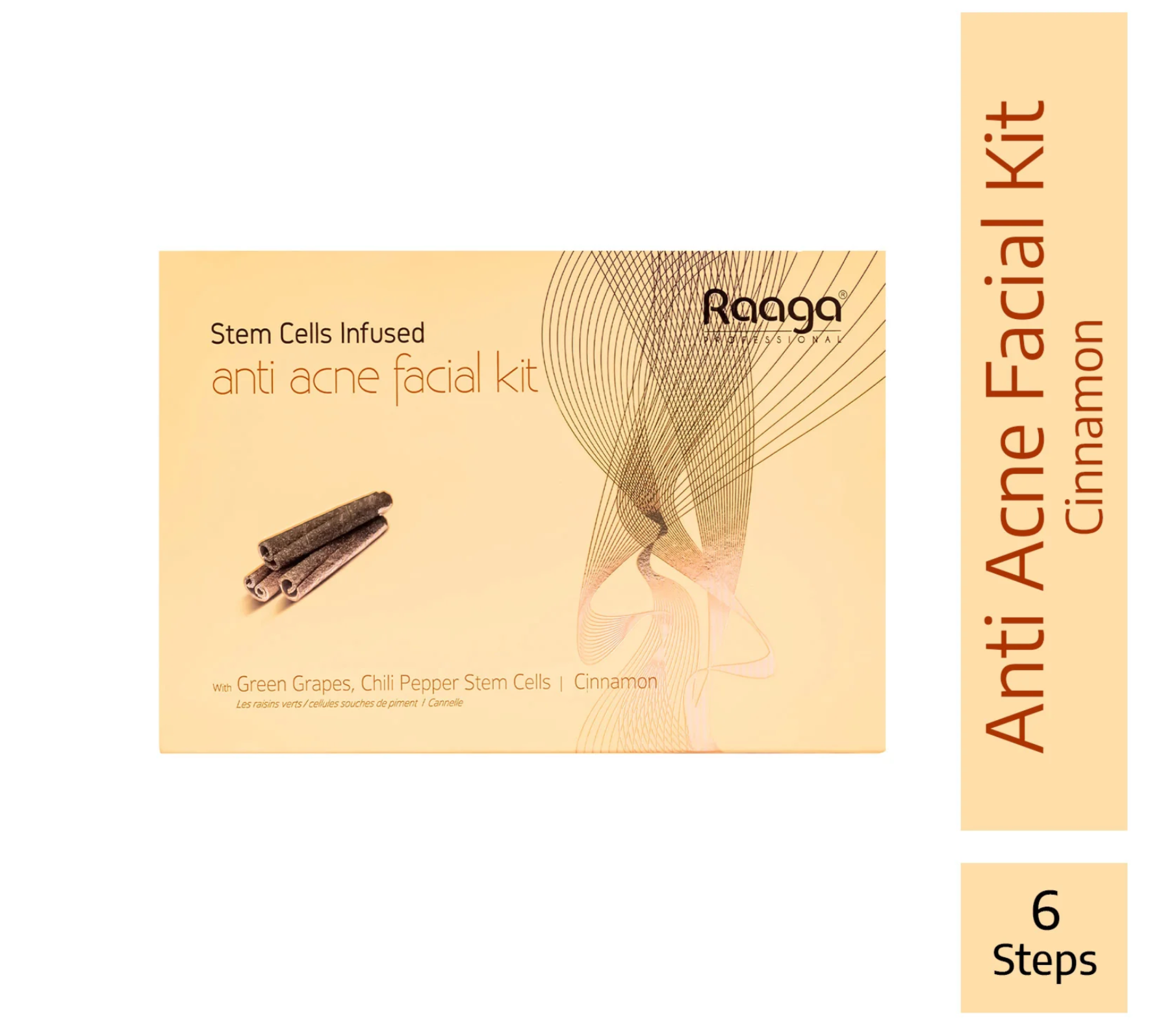 Raaga Professional Stem Cells Infused Anti Acne 6 Step Facial Kit | Cinnamon, Green Grapes, Chilli Pepper Stem Cells | Fights Inflammation (61 gm)