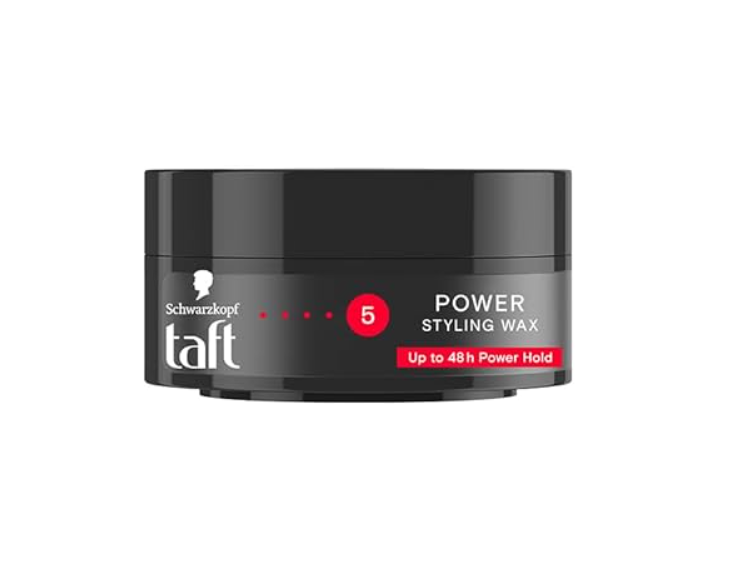 Schwarzkopf TAFT Power Hair Wax For Luminous Shine And Glossy Hair, Hold 5 Lasts 48 Hours, Easy to Wash Out With No Stickiness, For All Hair Types, No Greasy Residue - 75ML