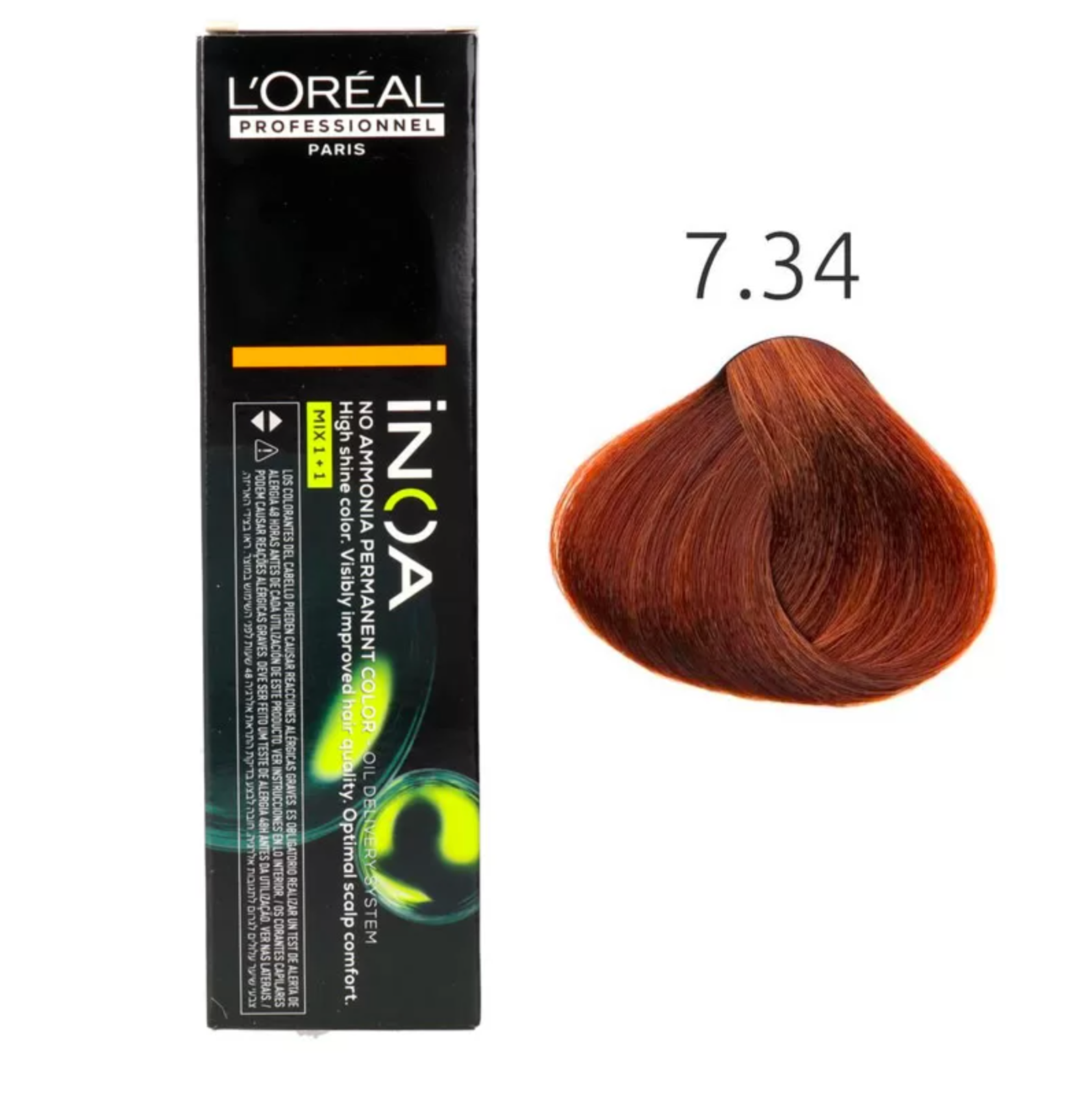 Loreal Inoa Ammonia Free Hair Color 7.34, Golden Copper Blonde 60g