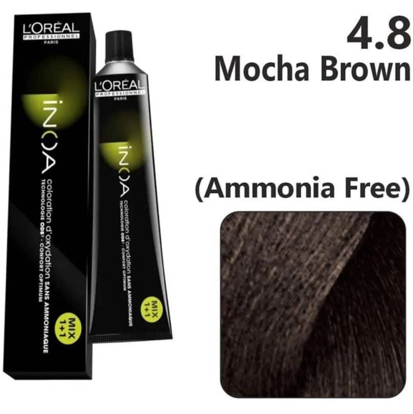 L'Oréal Professionnel Paris INOA Ammonia-Free Permanent Hair Color - 4.8 Mocha Brown (60g)