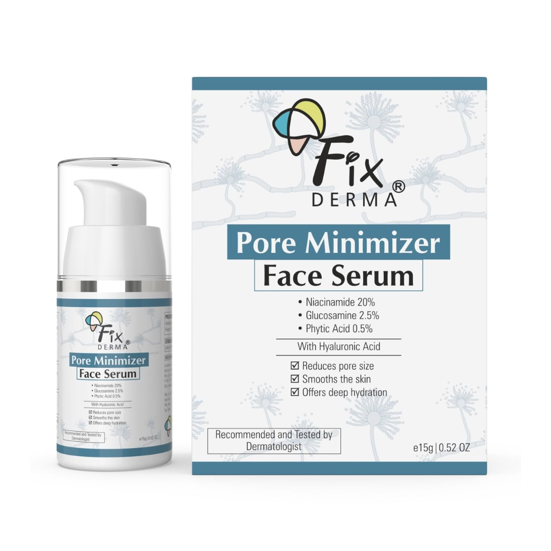 Fix derma pore minimizer face serum 15g- Niacinamide 20%,Glucosamine 2.5%,phytic acid 0.5% with hyaluronic acid