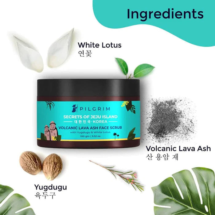 PILGRIM VOLCANIC LAVA ASH FACE SCRUB 100GM -WITH YUGDUGU & WHITE LOTUS