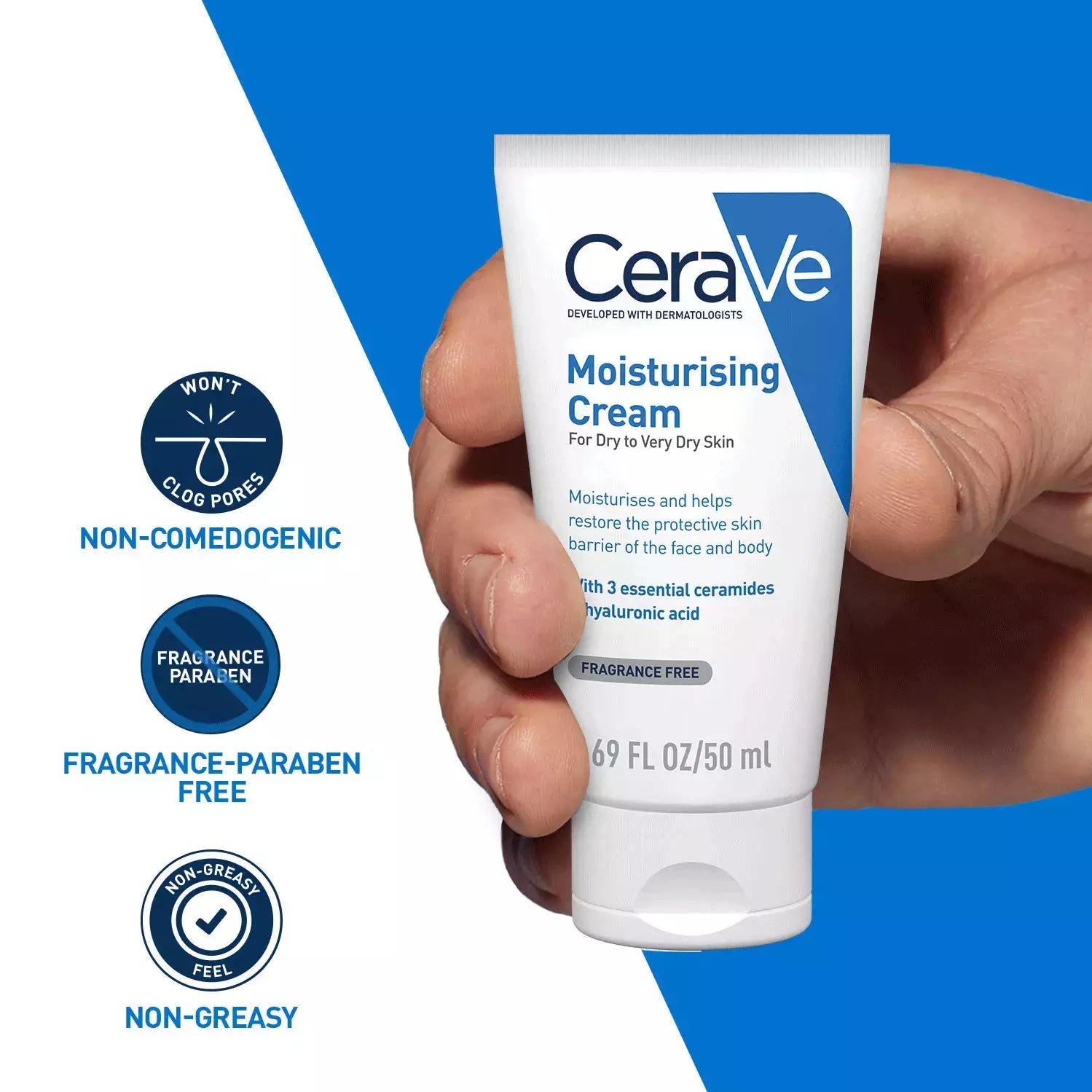 CeraVe Moisturizing Cream for Dry Skin with Ceramides, Niacinamide & Hyaluronic Acid – Barrier Repair (50ml) CeraVe