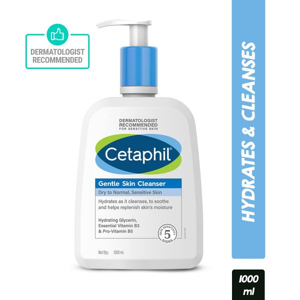 Cetaphil Gentle Skin Cleanser for Dry to Normal Skin with Niacinamide |Dermatologist Recommended (1Ltr) (1000ml)