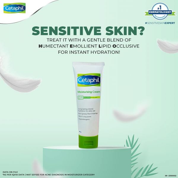 Cetaphil Moisturising Cream for dry to very dry Sensitive skin, Dermatologist Recommended for Face & Body (80gm)