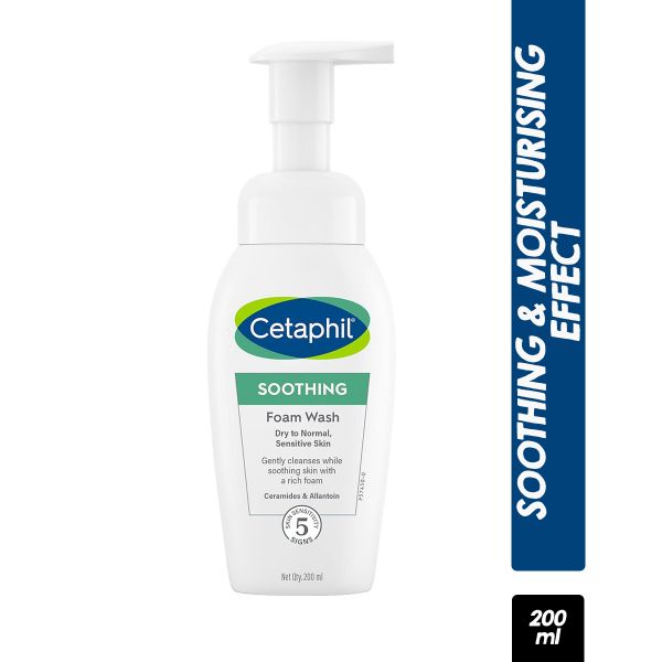 Cetaphil Soothing Foam Wash for Dry to Normal Skin with Ceramides (200ml)