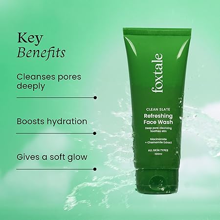 Foxtale glow,hydrate,protect Gel face wash 100ml- chamomile extract + niacinamide for all skin types