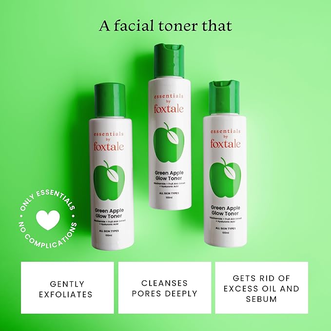 Foxtale Green apple glow toner 100ml - niacinamide+fruit AHA extract + hyaluronic acid