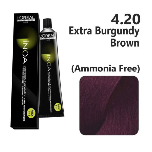 L'oreal Professionnel Paris INOA Ammonia-free Permanent Hair Color - 4.20 (Extra Burgendy Brown)