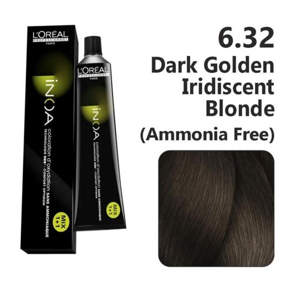 L'oreal Professionnel Paris INOA Ammonia-free Permanent Hair Color - 6.32 (Dark Golden Iridiscent Blonde)