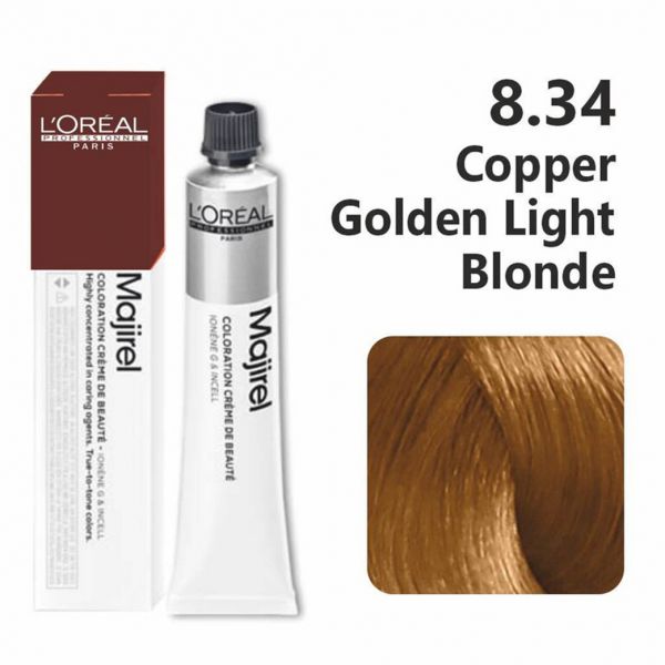 Skip to the beginning of the images gallery L'oreal Professionnel Paris Majirel - 8.34 (Copper Golden Light Blonde)