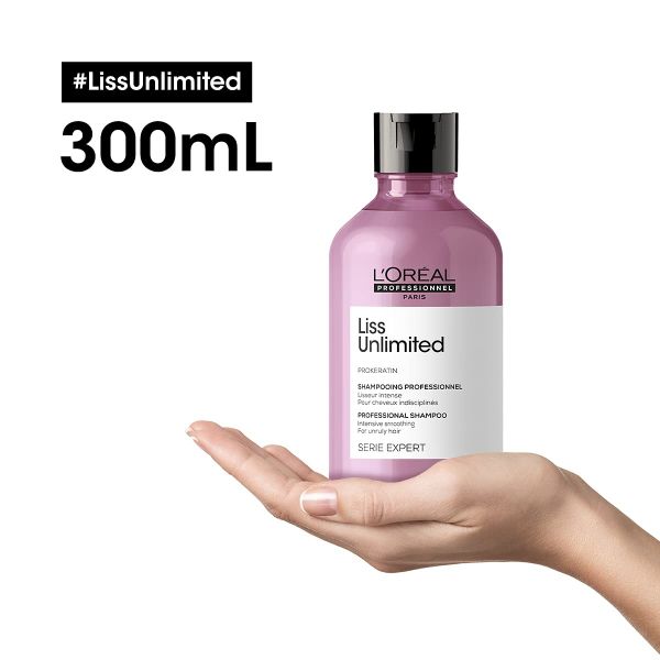 L'Oreal Professionnel Liss Unlimited Shampoo with Pro-Keratin and Kukui Nut Oil, Serie Expert (300ml)