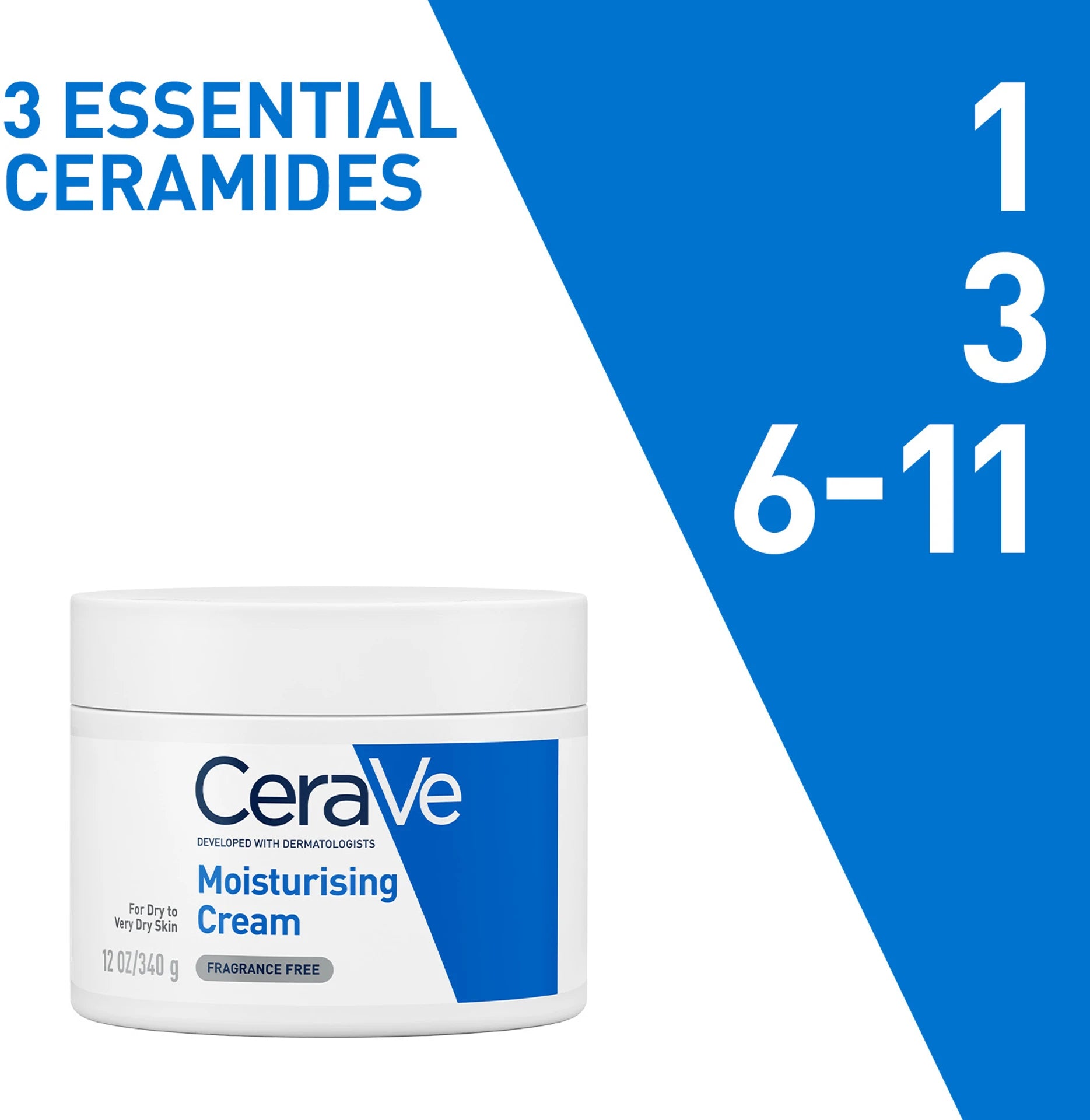 CeraVe Moisturizer For Dry Skin, Barrier Repair Cream with Ceramides, Dermatologist recommended – 340 gm CeraVe
