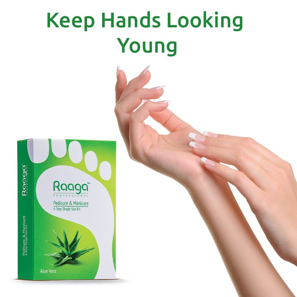 Raaga Professional Aloe Vera Pedicure and Manicure 6 Step Single Use Kit Raaga Professional