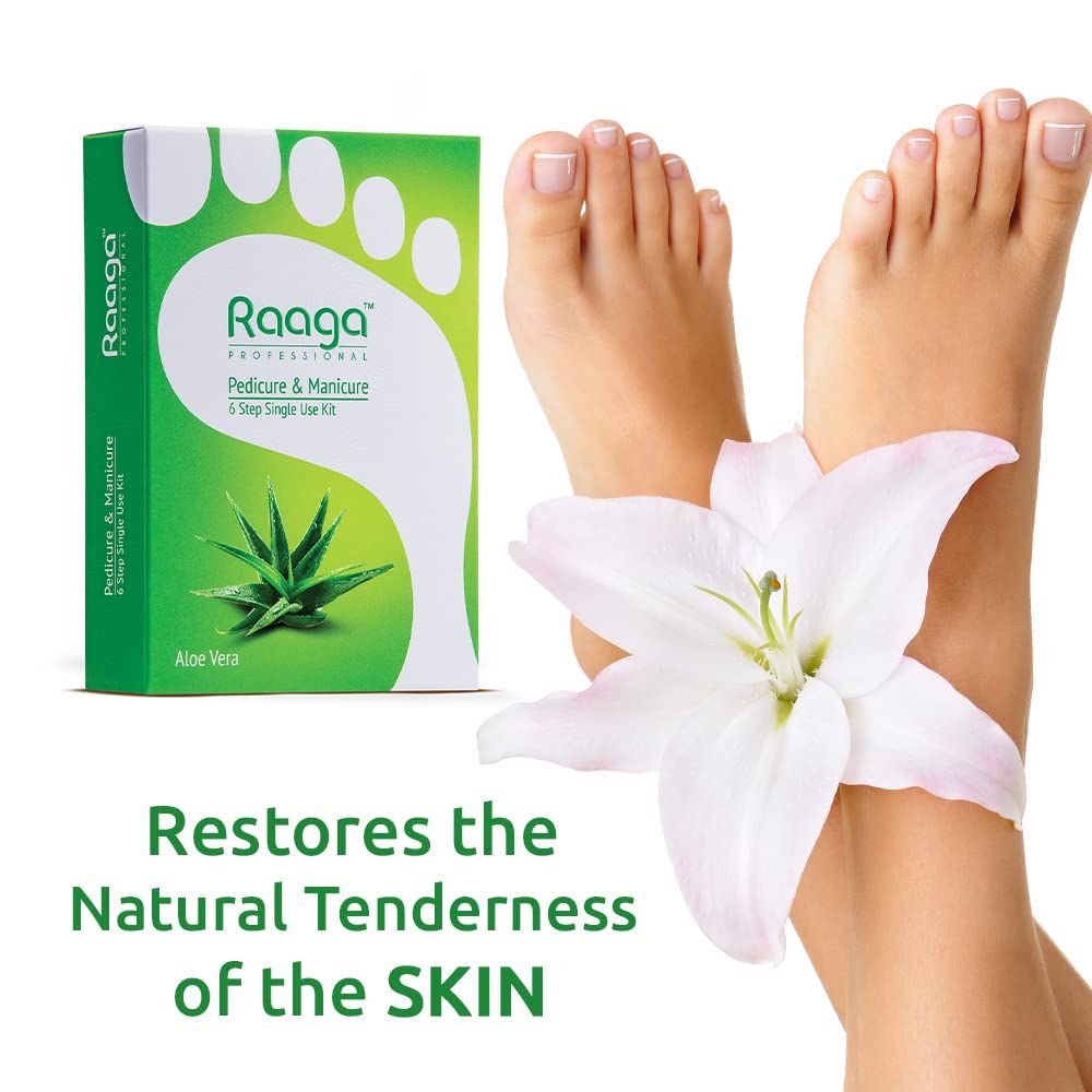 Raaga Professional Aloe Vera Pedicure and Manicure 6 Step Single Use Kit Raaga Professional