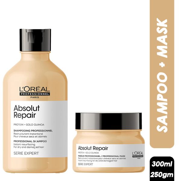 L'Oreal Professionnel Serie Expert Absolut Repair Shampoo 300ml & Hair Mask 250gm Combo