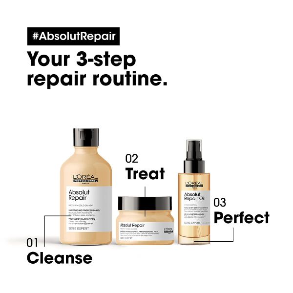 L'Oreal Professionnel Serie Expert Absolut Repair Shampoo 300ml & Hair Mask 250gm Combo - Niram Global Private Limited