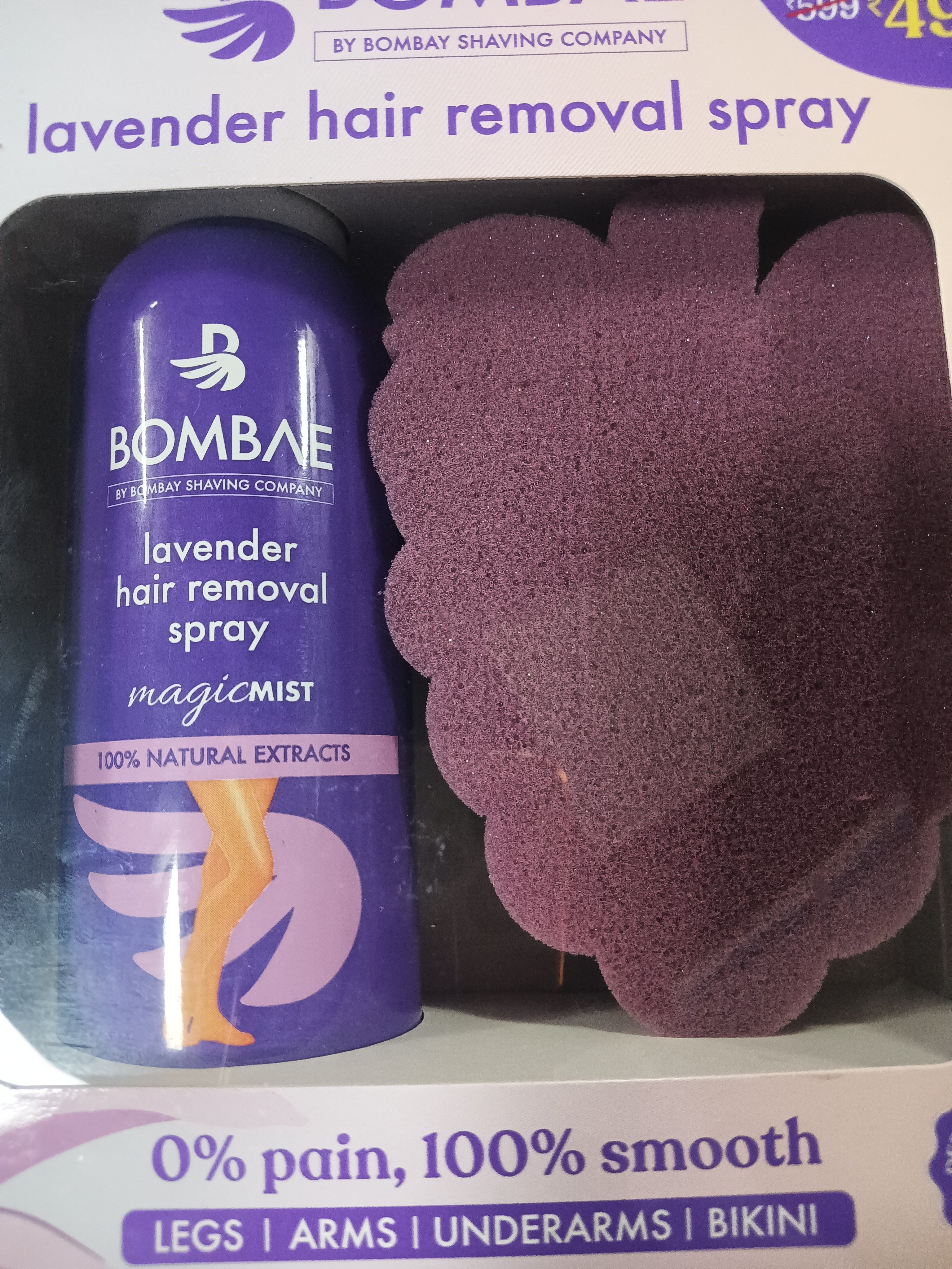 Bombay shaving company lavender hair removal spray 0%pain 100% smooth - legs/arms/underarms/bikini - Niram Global Private Limited