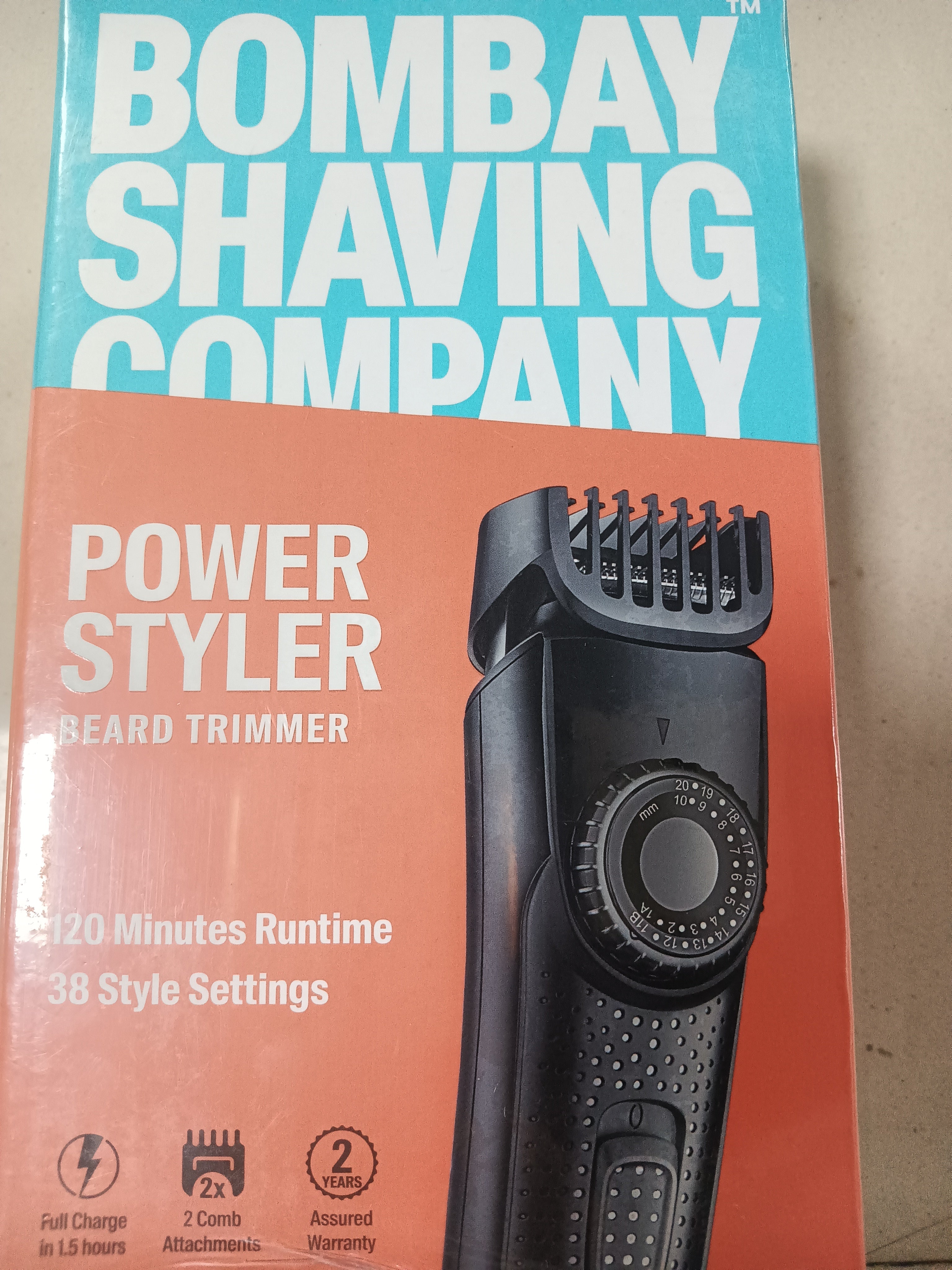 BOMBAY SHAVING COMPANY POWER STYLER BEARD TRIMMER 120 Minutes Runtime 38 style setting