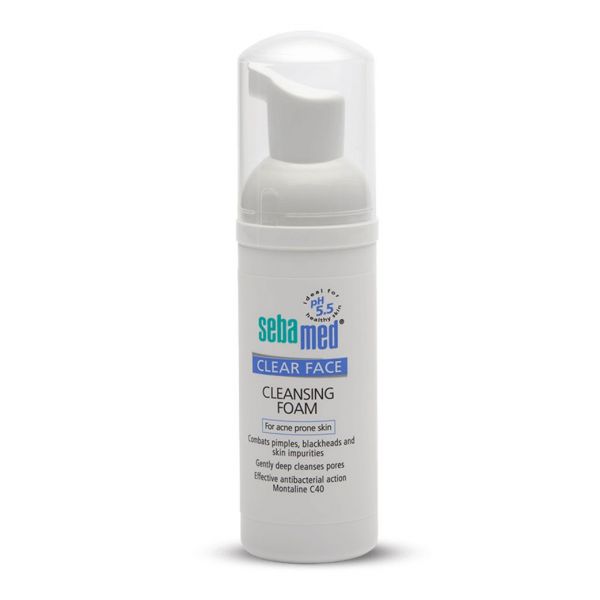 ebamed Clear Face Foam, PH 5.5, Acne, Pimples & Blackheads, Montaline C40, Gentle Deep Cleanser (50ml)