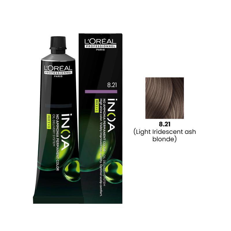 L'Oréal Professionnel Inoa Permanent Hair Dye 8.21 Light Iridescent Ash Blonde 60g Loreal Professional