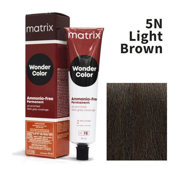 Matrix wonder colour Amonia free permanent 100% grey coverage 5N 5.0 light brown