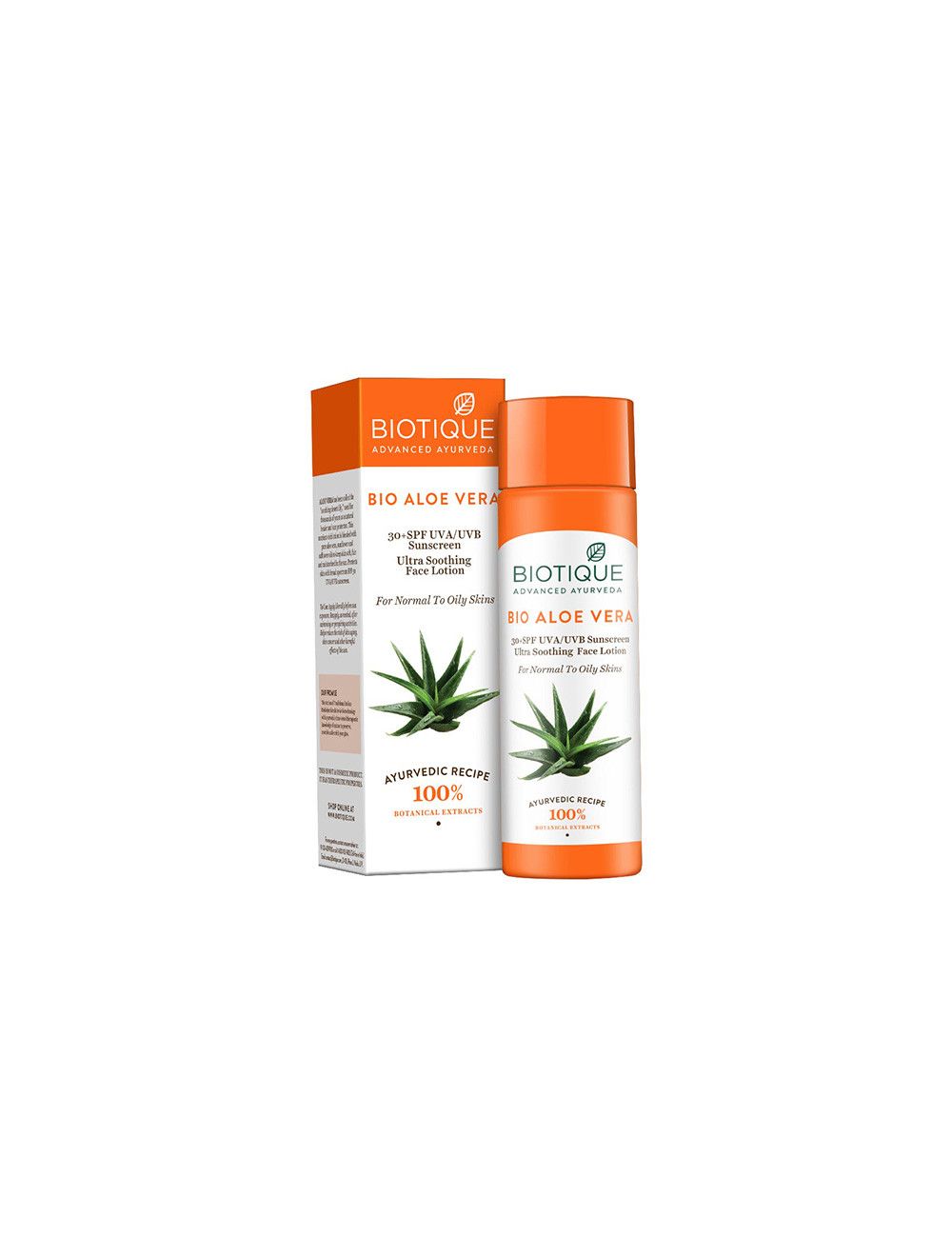 Biotique Aloe Vera Ultra Soothing Face Lotion SPF 30+ UVA/UVB Sunscreen (120ml) - Niram