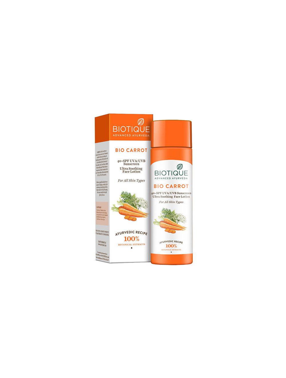 Biotique Bio Carrot Ultra Soothing Face Lotion Spf 40+ Sunscreen-210 ml - Niram