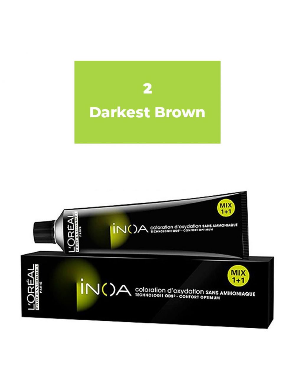 Loreal Professionnel Paris INOA Ammonia-free Permanent Hair Color - 2 (Darkest Brown)
