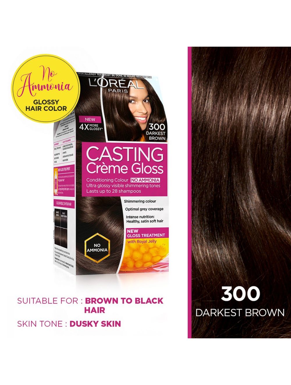 L'Oreal Paris Casting Creme Gloss Hair Color-300 Darkest Brown - Niram