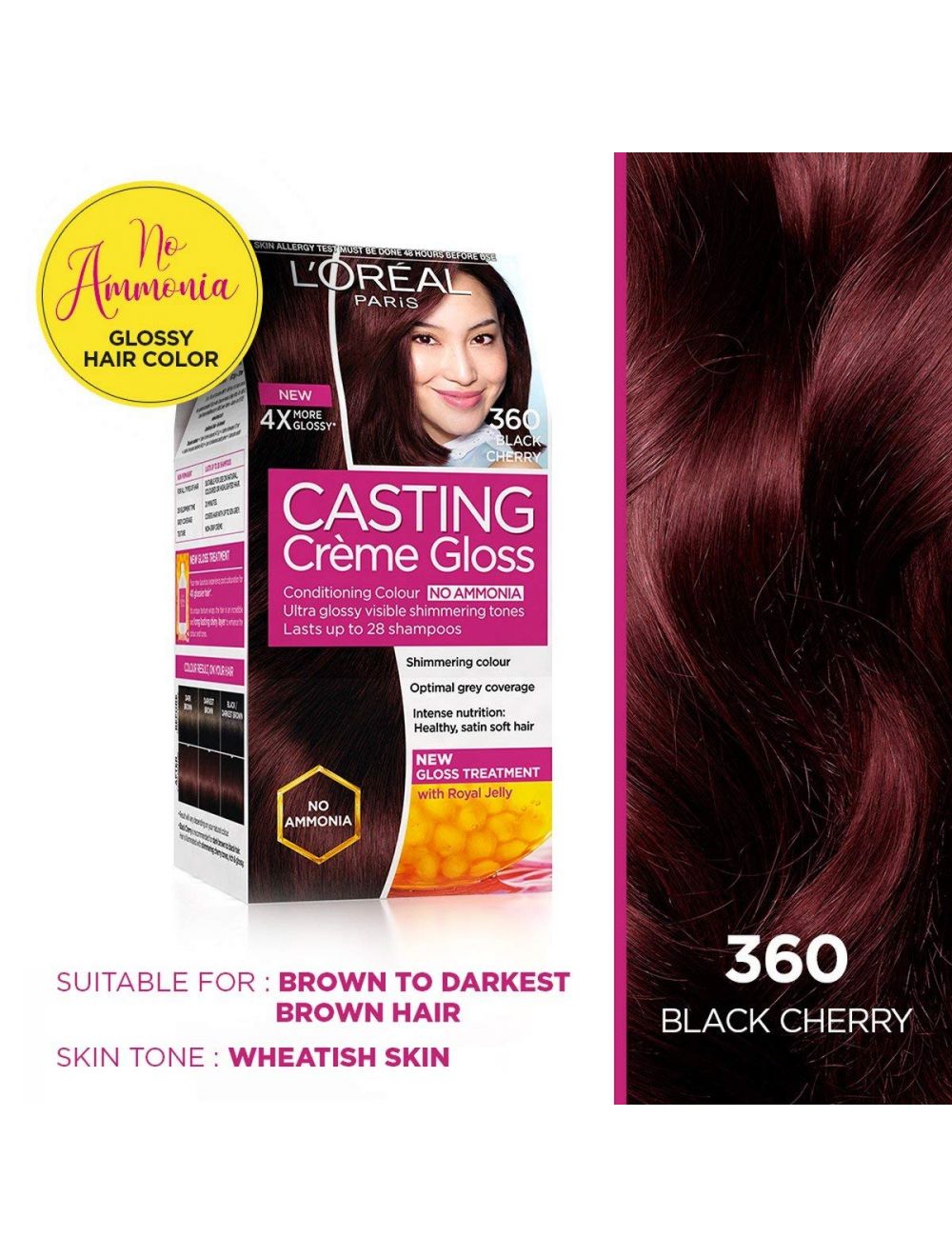L'Oreal Paris Casting Creme Gloss Hair Color-360 Black Cherry - Niram
