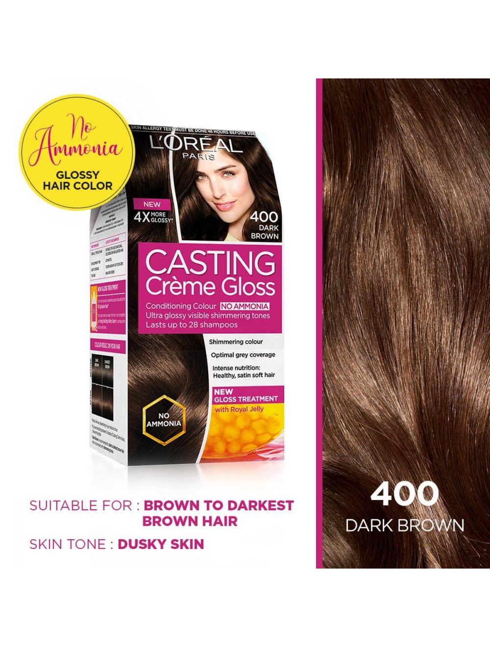 L'Oreal Paris Casting Creme Gloss Hair Color-400 Dark Brown - Niram