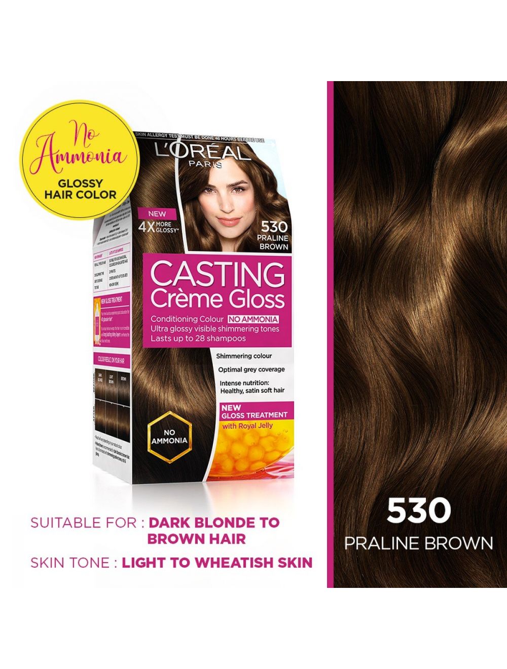 L'Oreal Paris Casting Creme Gloss Hair Color-530 Praline Brown - Niram
