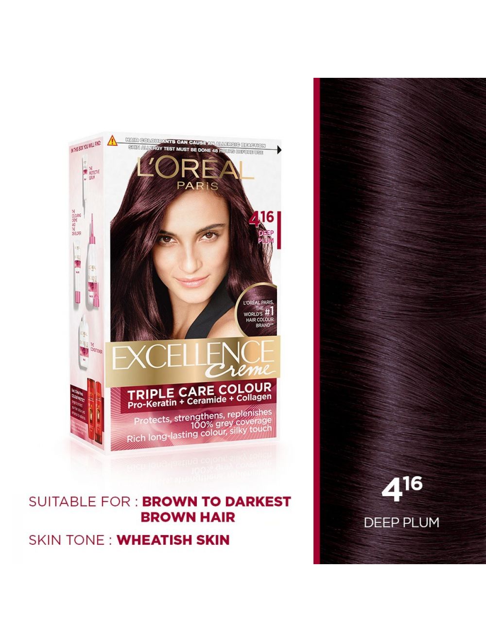 L'Oreal Paris Excellence Creme Hair Color-416 Deep Plum - Niram