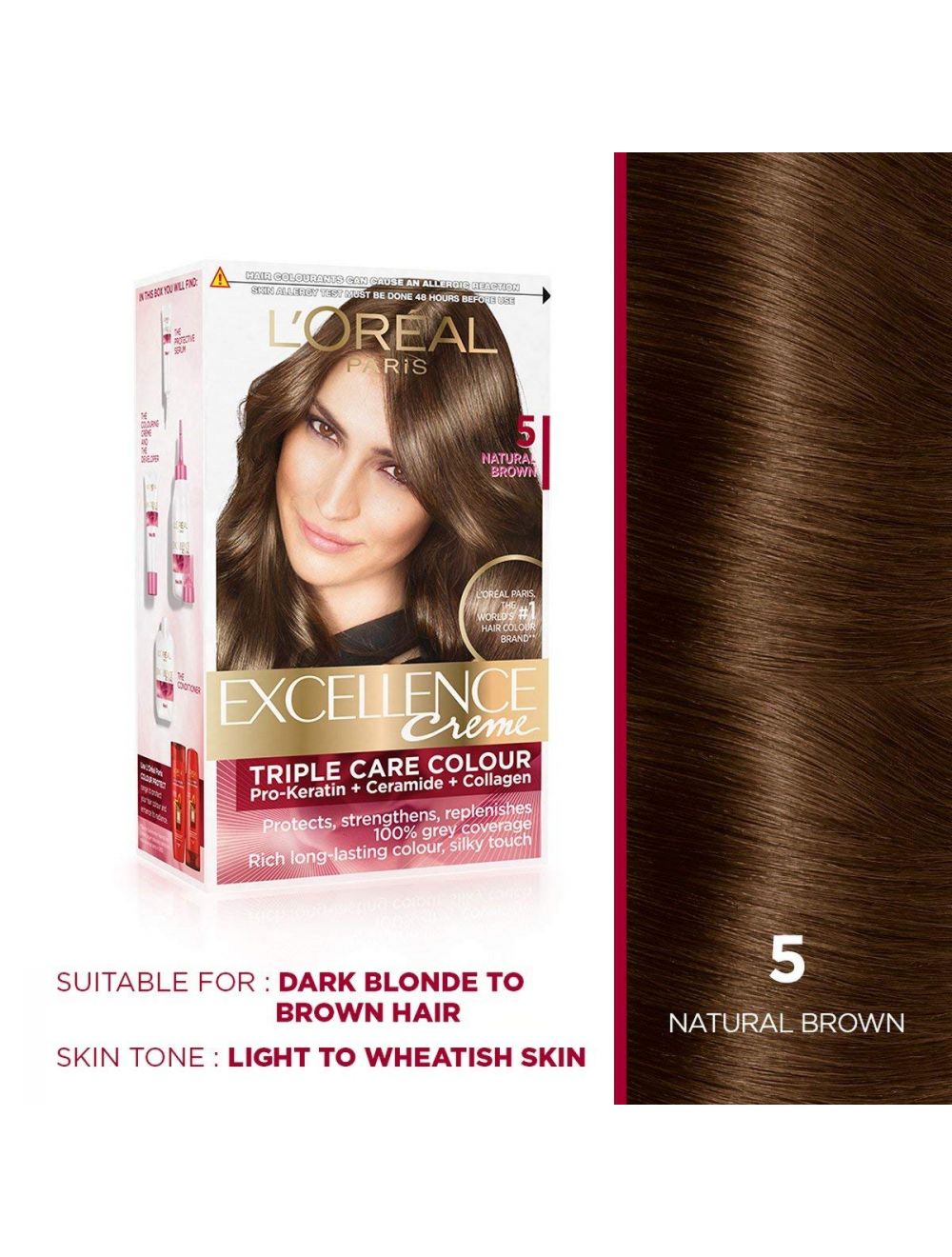 L'Oreal Paris Excellence Creme Hair Color-5 Natural Brown - Niram