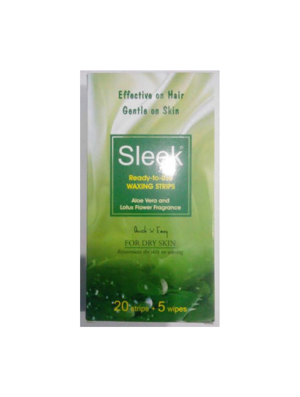 Sleek Ready to Use Waxing Strips for Dry Skin Aloe Vera & Lotus Flower Fragrance - 20 strips