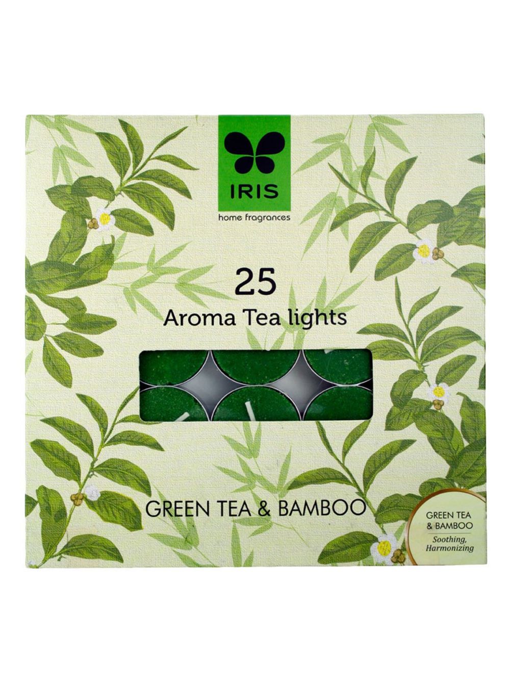 Iris Green Tea Fragrant Aroma Wax Tealights (19 cm x 1.7 cm x 19 cm, Green, Set of 25) - Niram