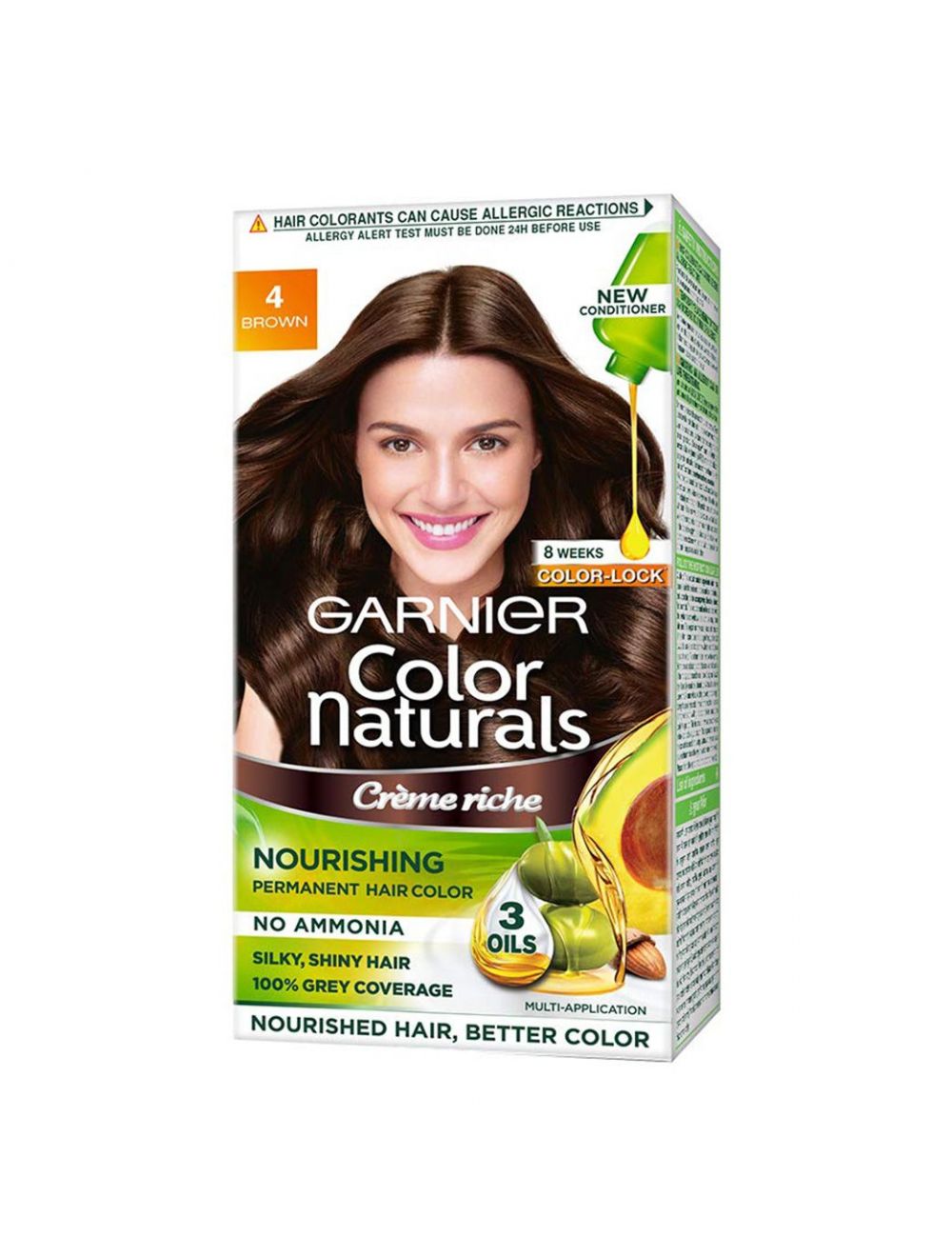 Garnier Color Naturals Permanent Hair Color - 4 Brown (70ml+60gm) - Niram