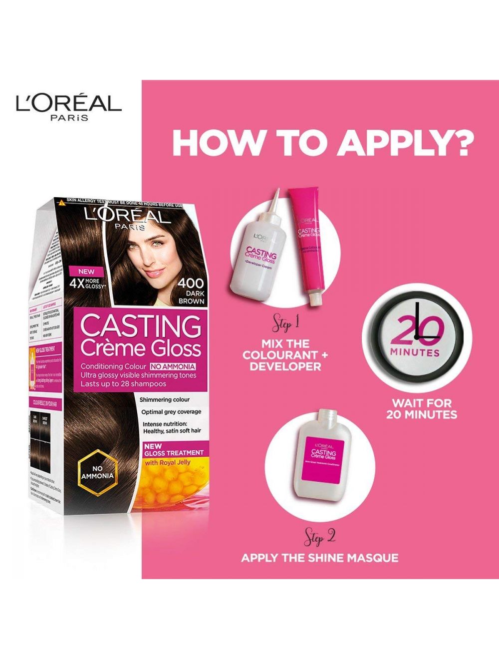 L'Oreal Paris Casting Creme Gloss Hair Color-400 Dark Brown - Niram