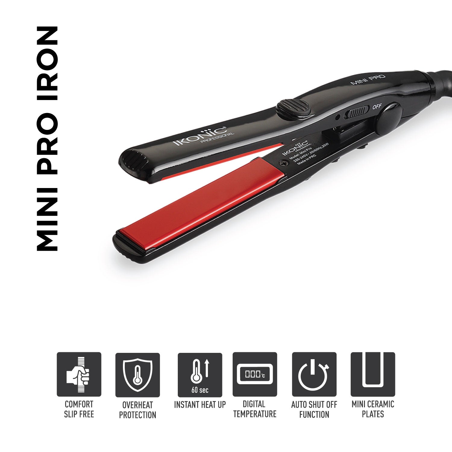 Ikonic Professional Straightener Mini Pro Iron - Black - Niram