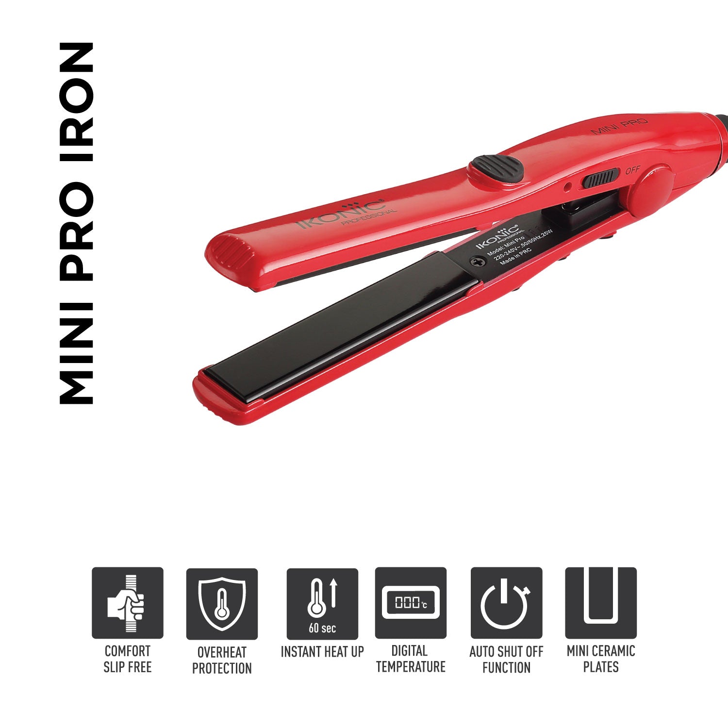 Ikonic Professional Straightener Mini Pro Iron Real - Red - Niram