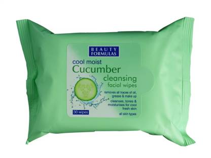 Beauty Formulas Cool Moist Cucumber Cleansing Facial Wipes (30 Wipes)